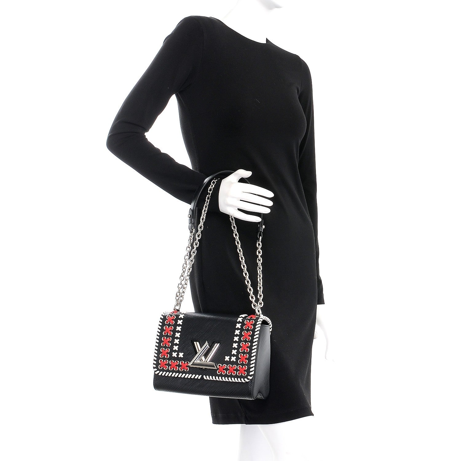 Louis Vuitton Epi Braided Twist Shoulder Bag MM Black 3 of 10