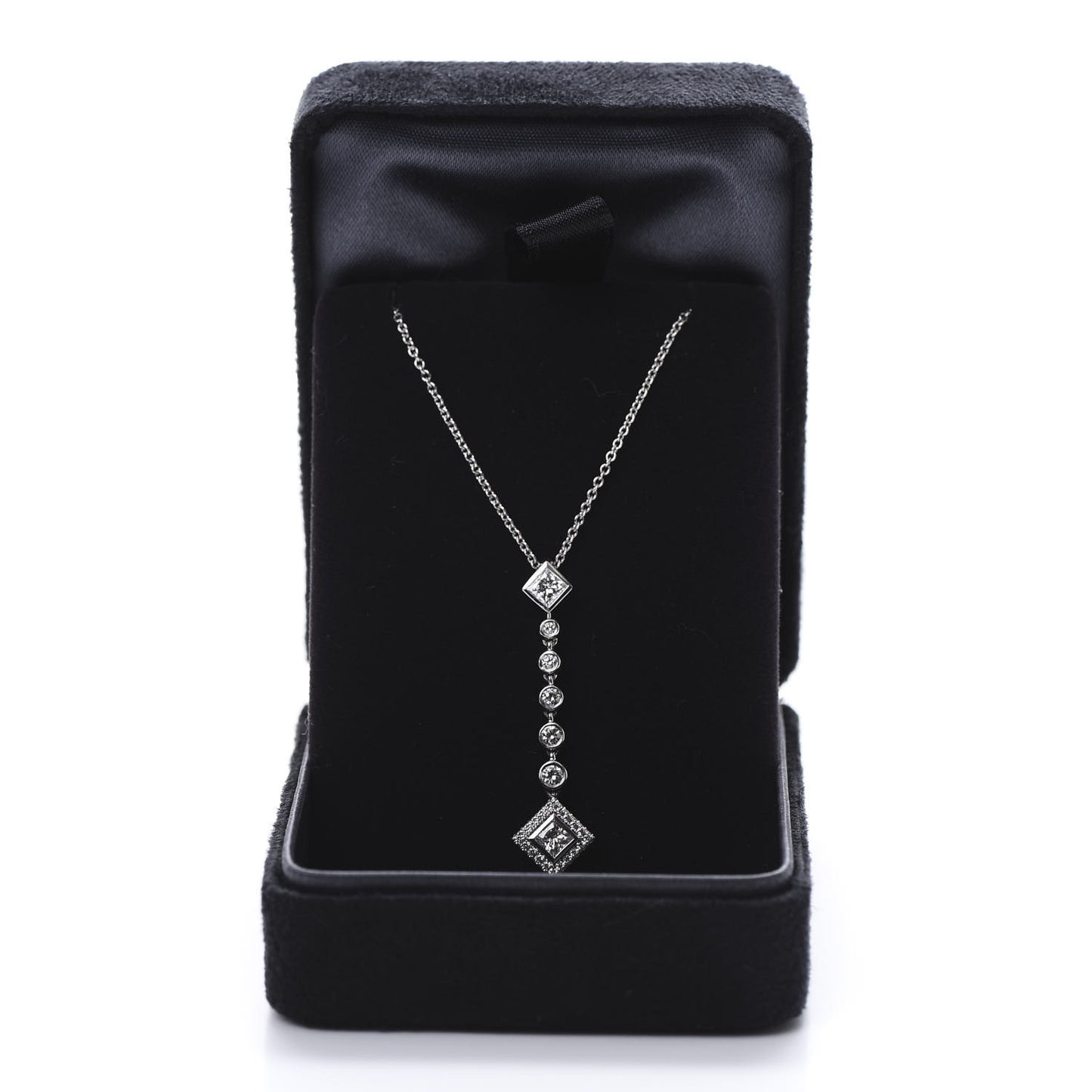Platinum Diamond Grace Drop Pendant Necklace