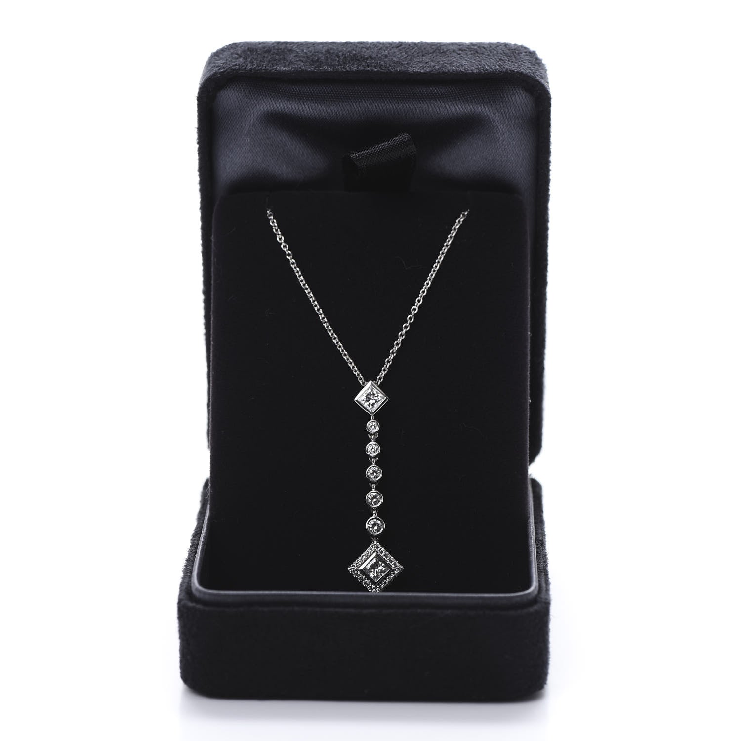 Tiffany Platinum Diamond Grace Drop Pendant Necklace 6 of 6