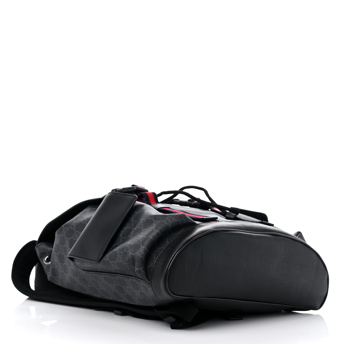 Soft GG Supreme Monogram Appia Calfskin Web Double Buckle Backpack Black