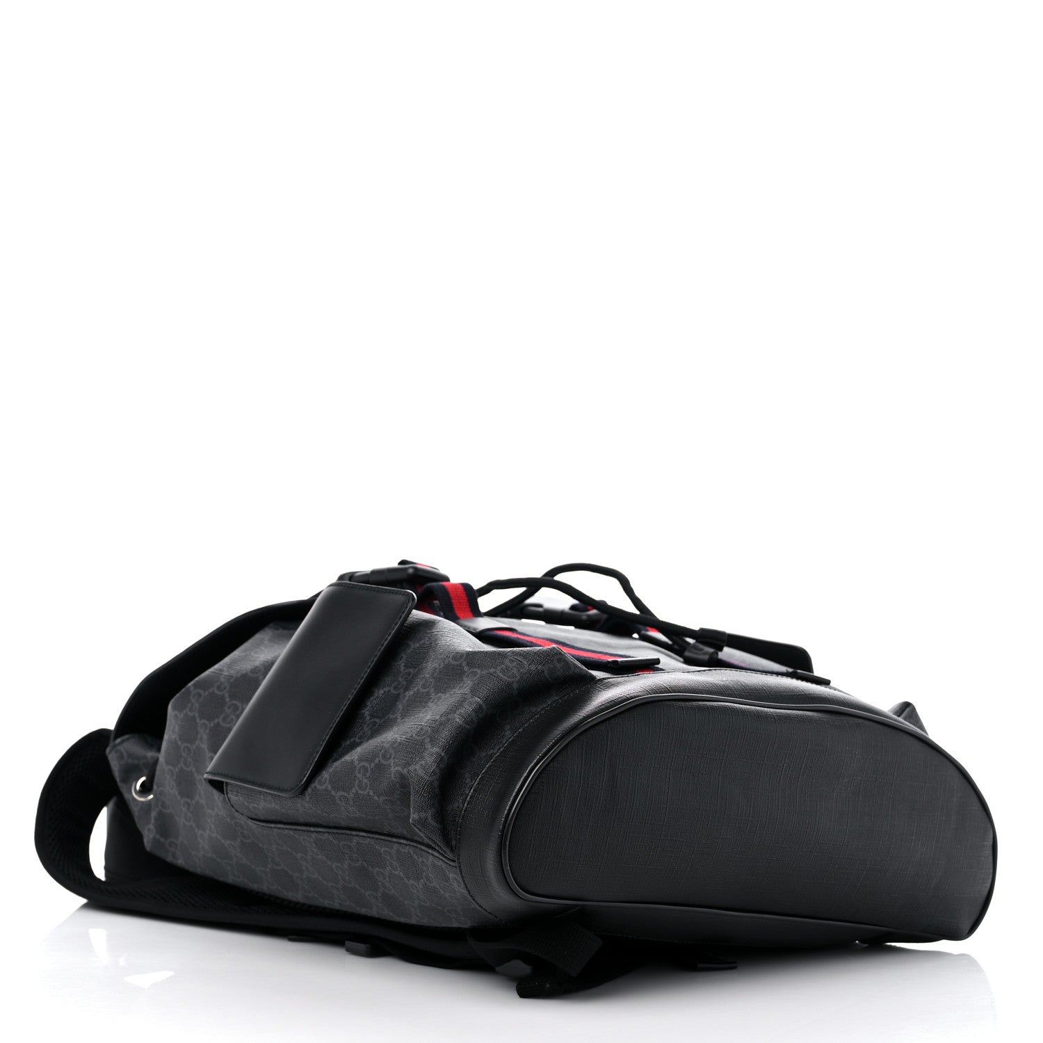 Gucci Soft GG Supreme Monogram Appia Calfskin Web Double Buckle Backpack Black 4 of 9
