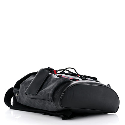 Gucci Soft GG Supreme Monogram Appia Calfskin Web Double Buckle Backpack Black 4 of 9