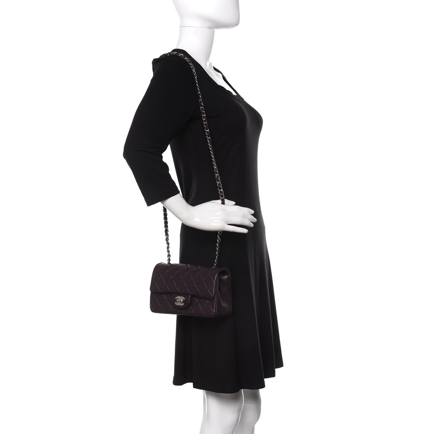 Chanel Lambskin Quilted Mini Rectangular Flap Dark Purple 2 of 11