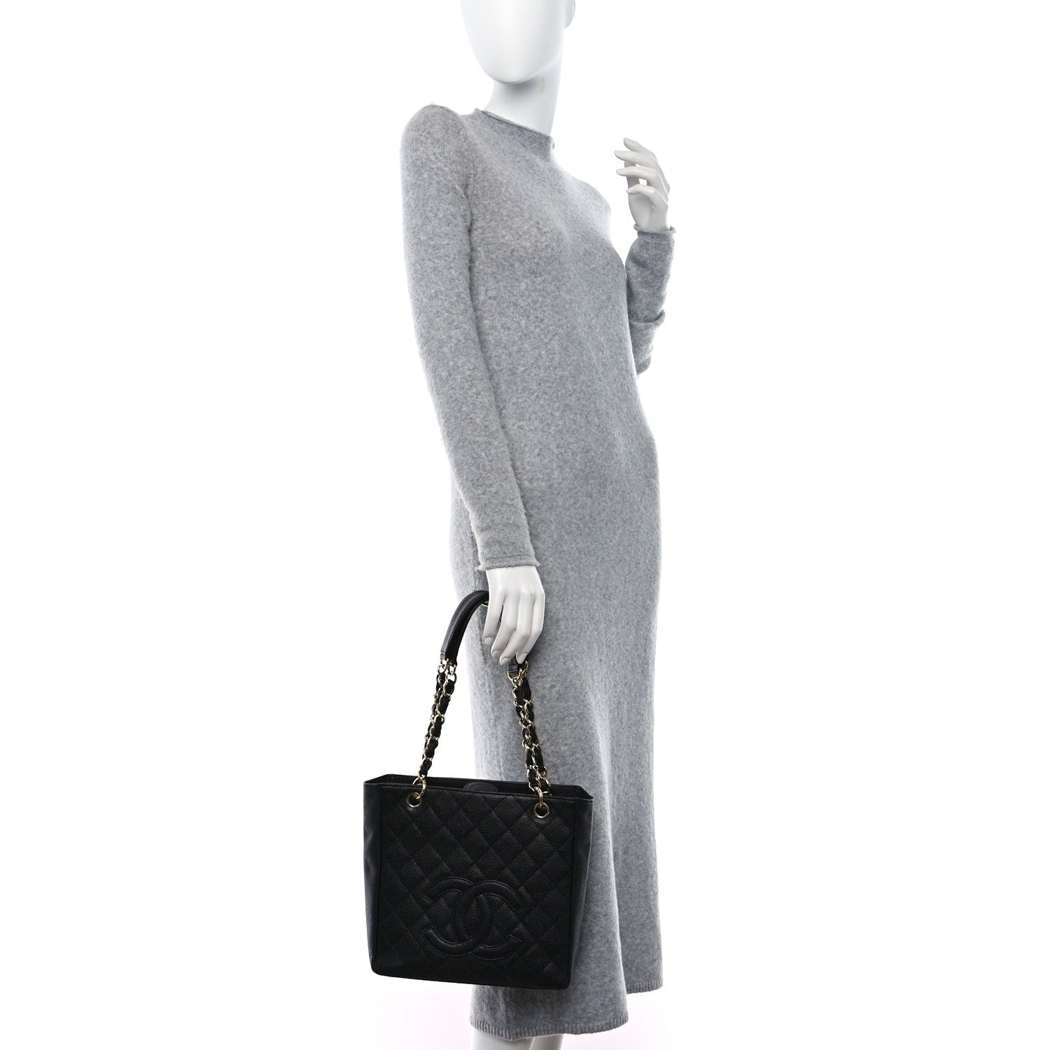Chanel Caviar Quilted Petit Shopping Tote PST Black 2 of 12