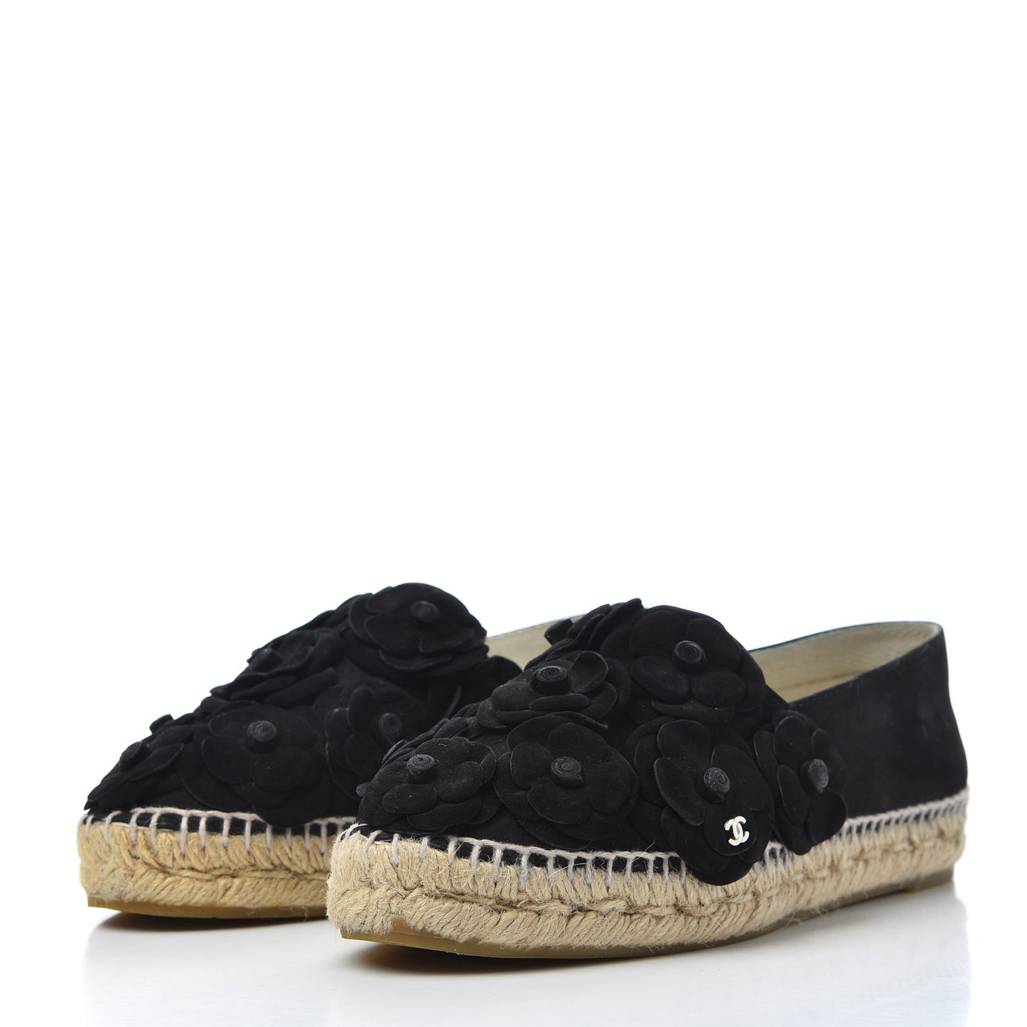 Suede Camellia CC Espadrilles 37 Black