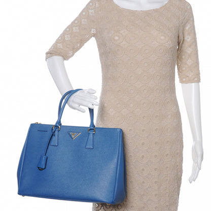 Prada Saffiano Lux Large Galleria Double Zip Tote Cobalto 2 of 7