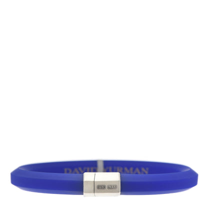 David Yurman Sterling Silver Rubber 10.5mm Hex Bracelet Blue 1 of 6