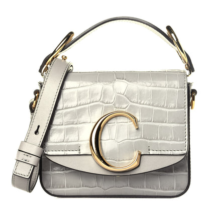 Chloe Calfskin Crocodile Embossed Mini C Bag Stormy Grey 1 of 9