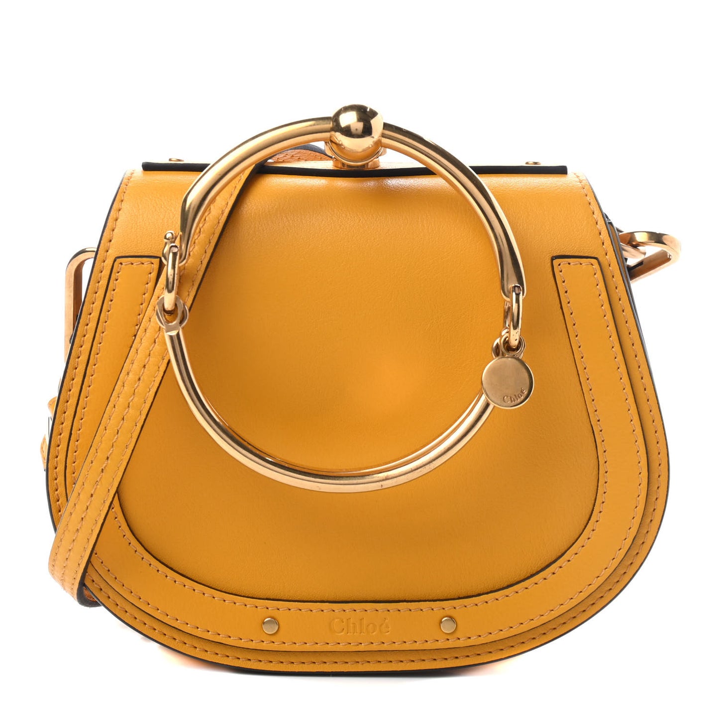Calfskin Suede Small Nile Bracelet Bag Dark Ochre