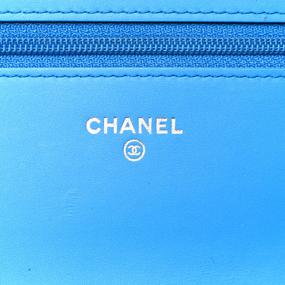 Chanel Patent Calfskin Quilted Boy Wallet On Chain WOC Blue 6 of 11