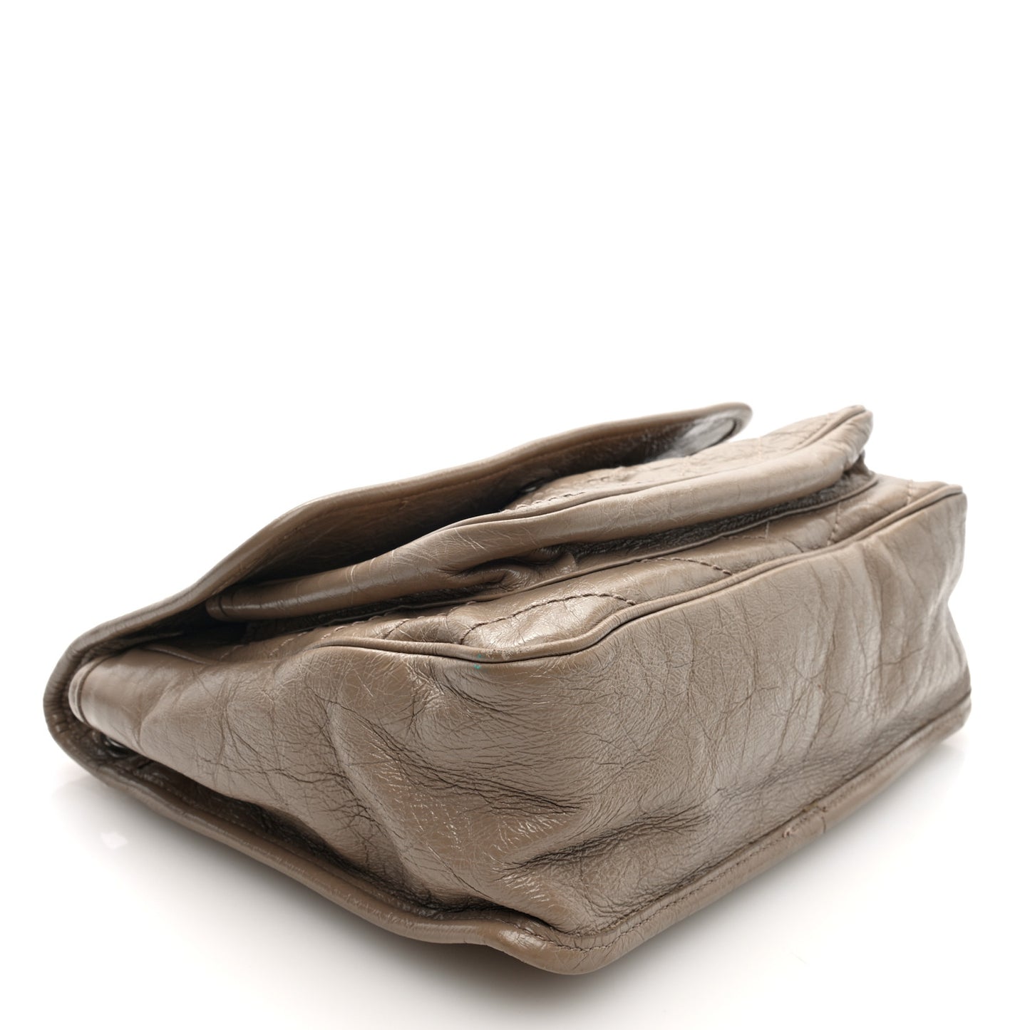 Crinkled Calfskin Matelasse Monogram Medium Niki Chain Satchel Dusty Grey