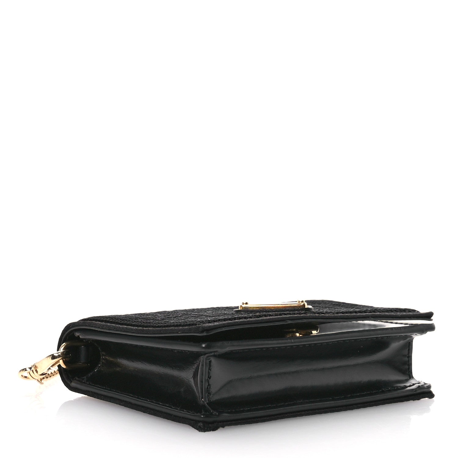 Prada Paillettes Sequin Triangle Card Holder With Strap Black Black 4 of 10