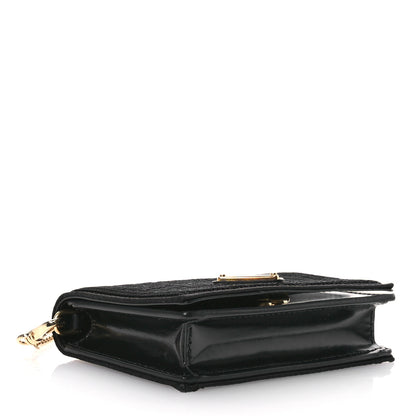 Prada Paillettes Sequin Triangle Card Holder With Strap Black Black 4 of 10