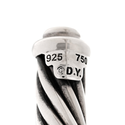 David Yurman Sterling Silver 18K White Gold Diamond 7mm Cable Classics Station Bracelet 3 of 3