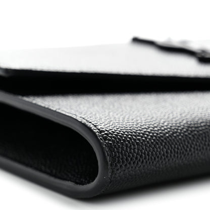 Saint Laurent Grain De Poudre Monochrome Uptown Chain Wallet Black 9 of 11