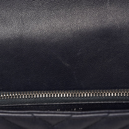 Saint Laurent Sheepskin Matelasse Chevron Monogram Medium College Bag Deep Marine 17 of 27