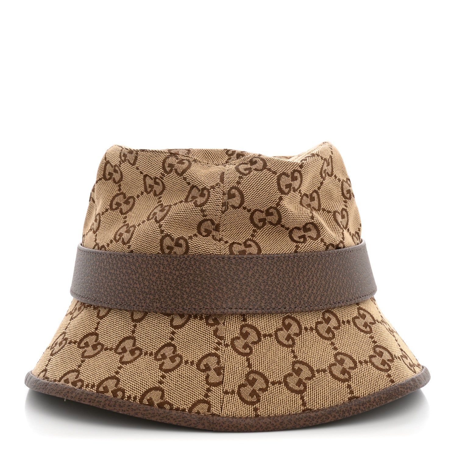 Gucci Monogram Textured Dollar Calfskin GG Jago Bucket Hat M Cacao Beige 6 of 10