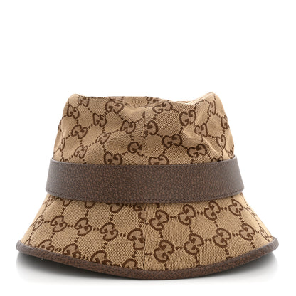 Gucci Monogram Textured Dollar Calfskin GG Jago Bucket Hat M Cacao Beige 6 of 10