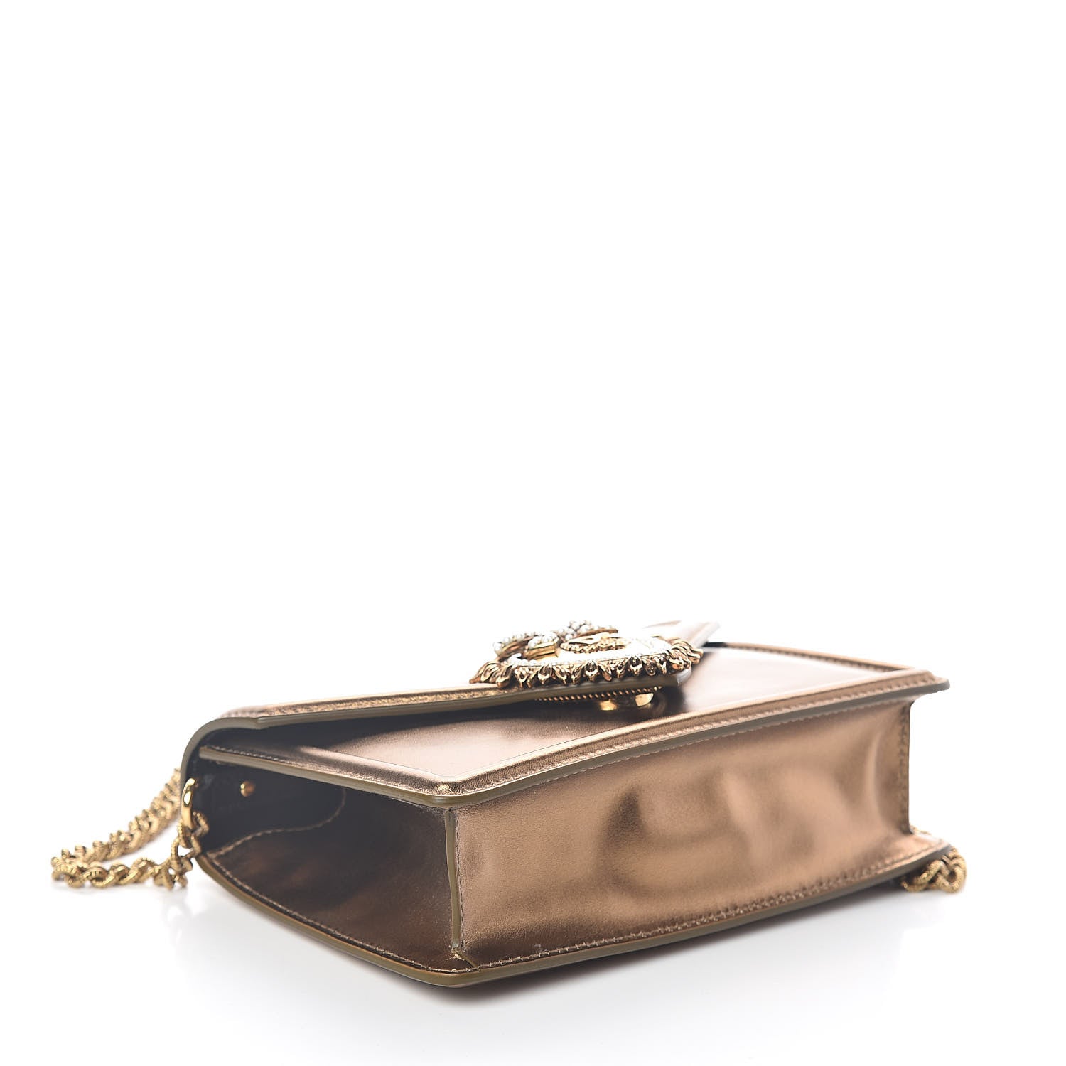 Dolce & Gabbana Smooth Calfskin Devotion Envelope Top Handle Bag Gold 4 of 9