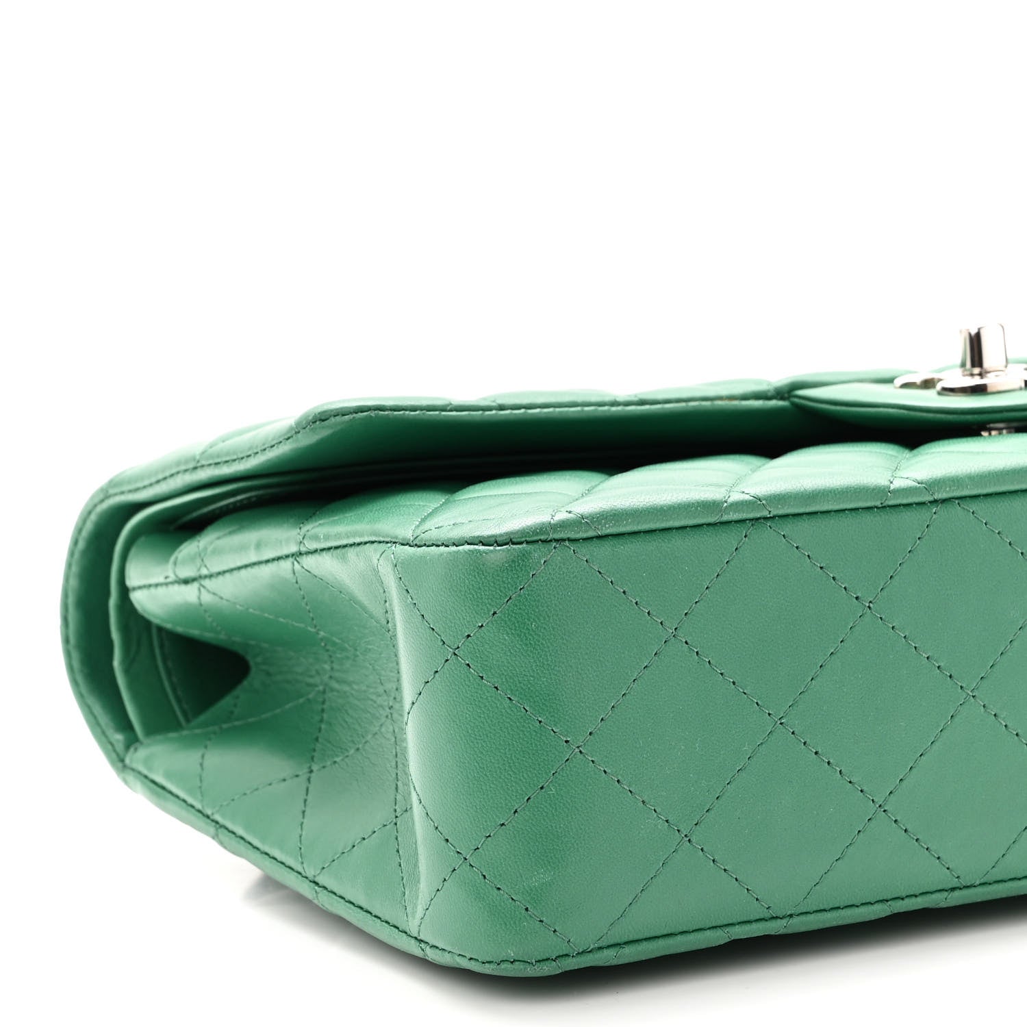 Chanel Lambskin Quilted Medium Double Flap Green 9 of 11