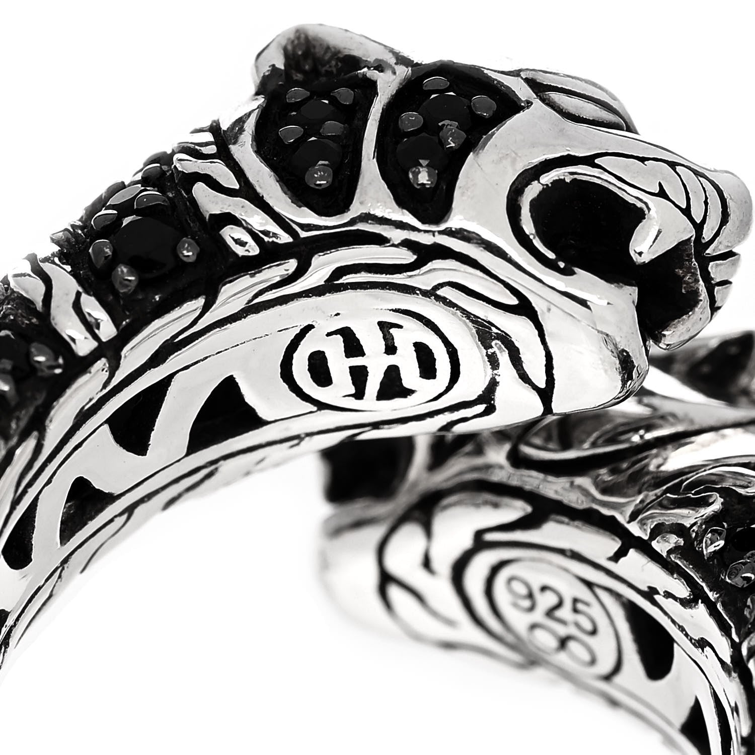 John Hardy Sterling Silver Black Sapphire Palu Macan Tiger Ring 54 7 4 of 5