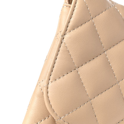 Chanel Lambskin Quilted Flap Clutch Beige 10 of 10