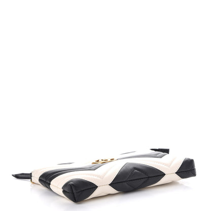 Gucci Calfskin Matelasse Mini GG Marmont Chain Bag Black White 4 of 8