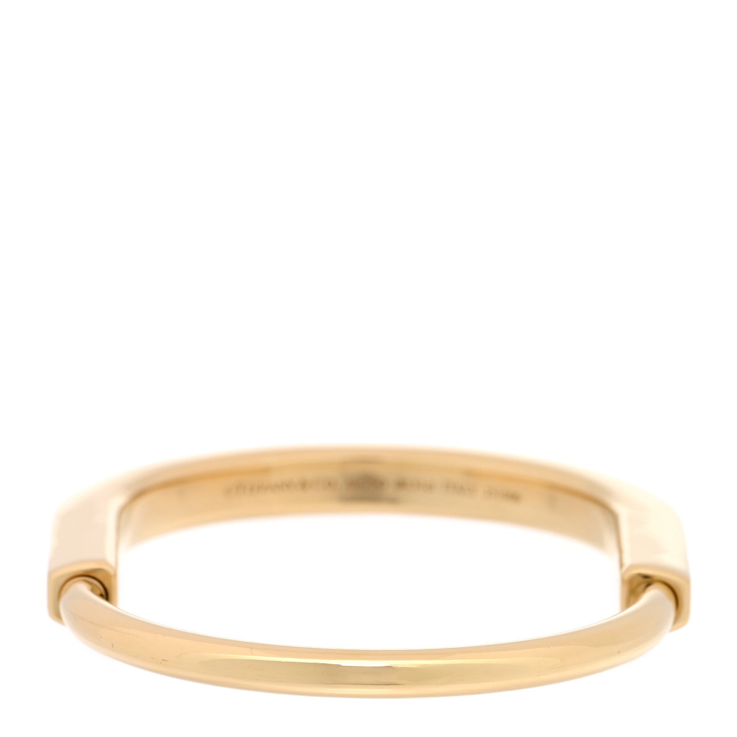 Tiffany 18K Yellow Gold Diamond Tiffany Lock Bangle Bracelet 2 of 5
