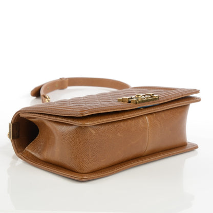 Chanel Caviar Quilted Medium Boy Flap Light Brown 4 of 9