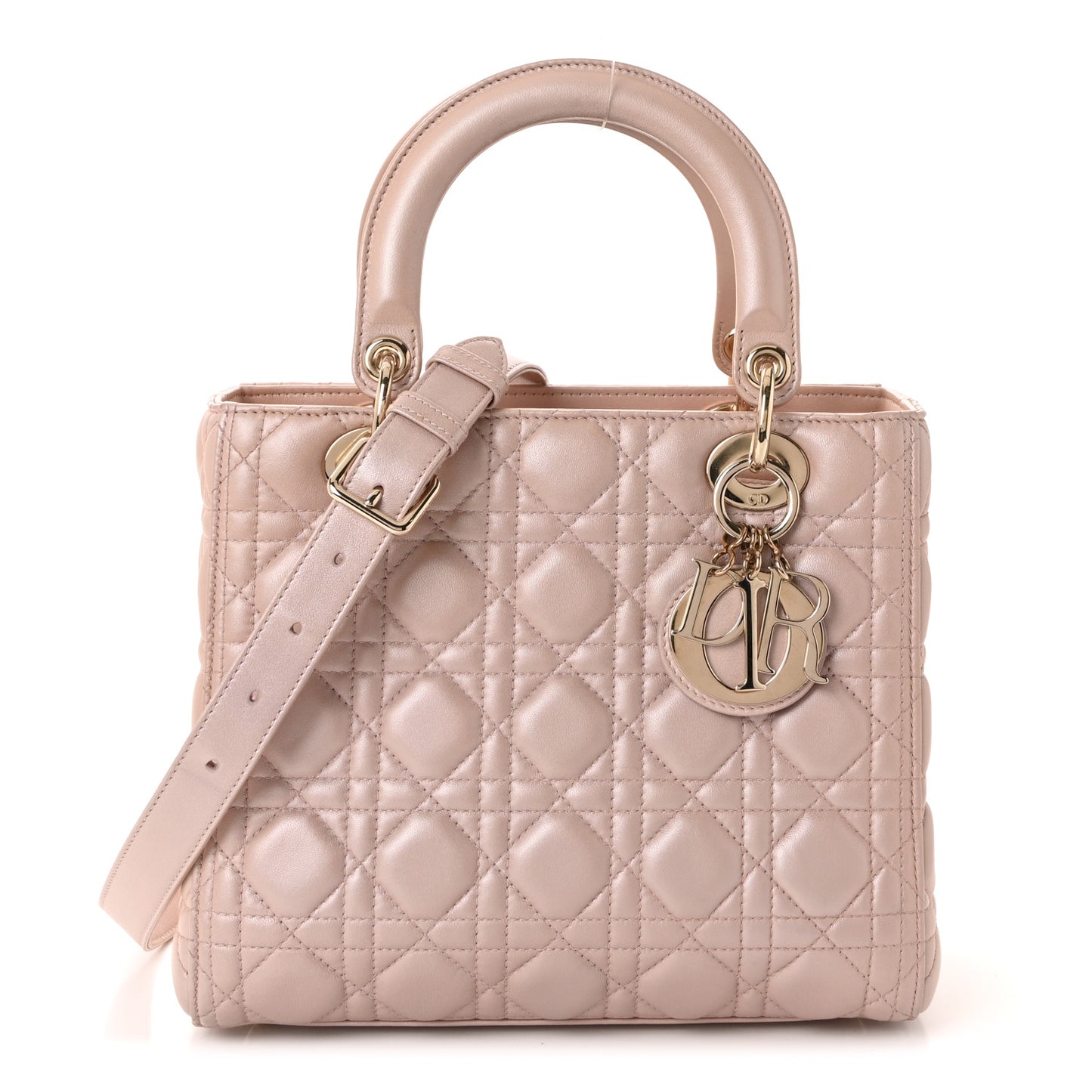 Pearly Lambskin Cannage Medium Lady Dior Lotus