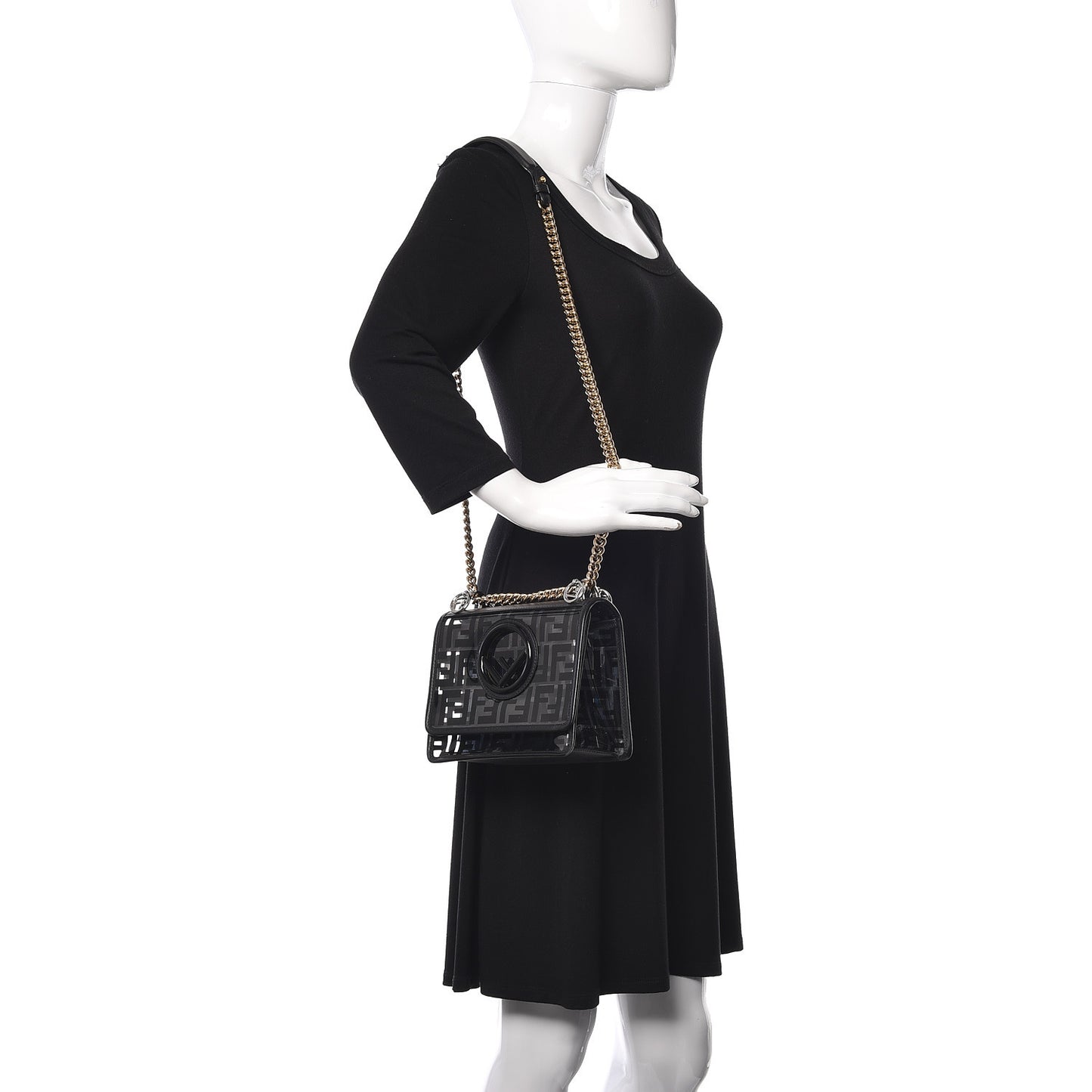 TPU FF Vitello Century F is Fendi Small Kan I Shoulder Bag Black