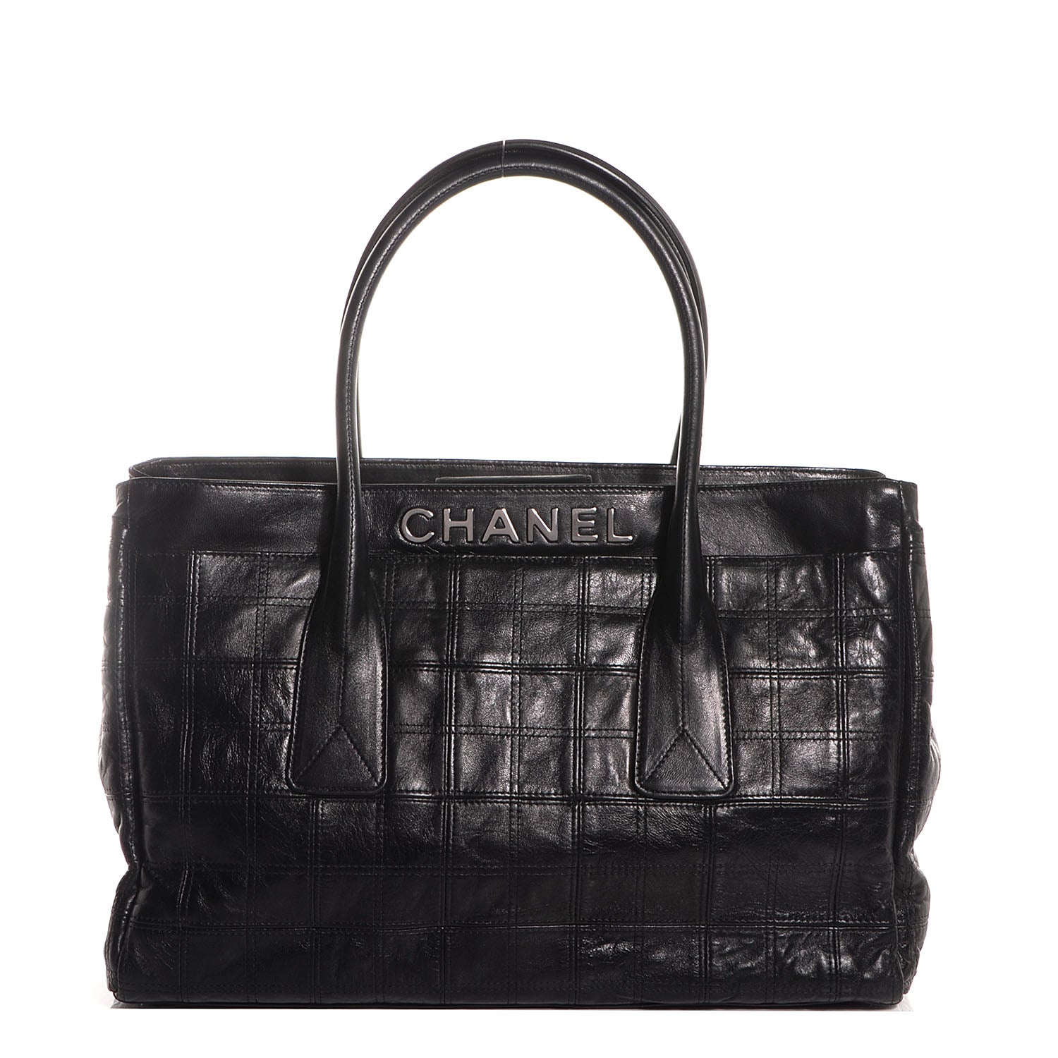 Chanel Lambskin Stitched Lax Shopping Tote Black 1 of 8