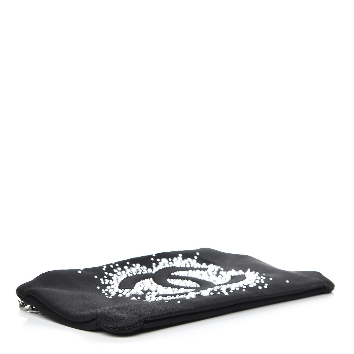 Chanel Satin Diamante Evening Clutch Bag Black 4 of 14
