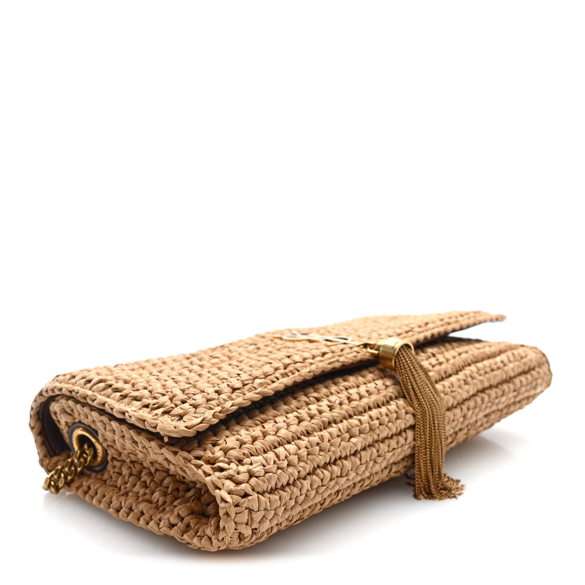 Saint Laurent Raffia Monogram Tassel Kate 99 Dark Nude 3 of 8