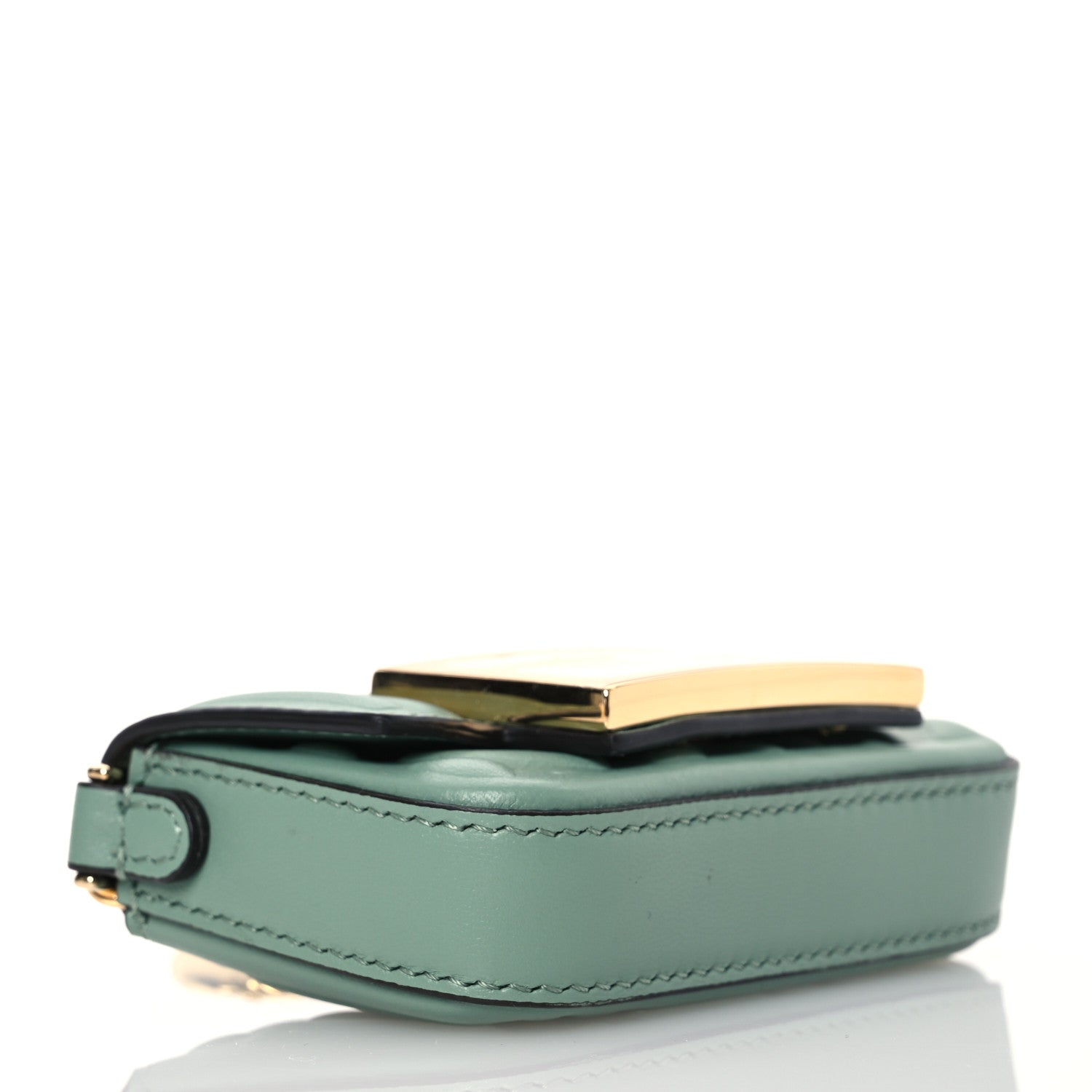 Fendi Nappa Matisse FF Embossed Nano Maxi Buckle Baguette Charm Menta 3 of 11