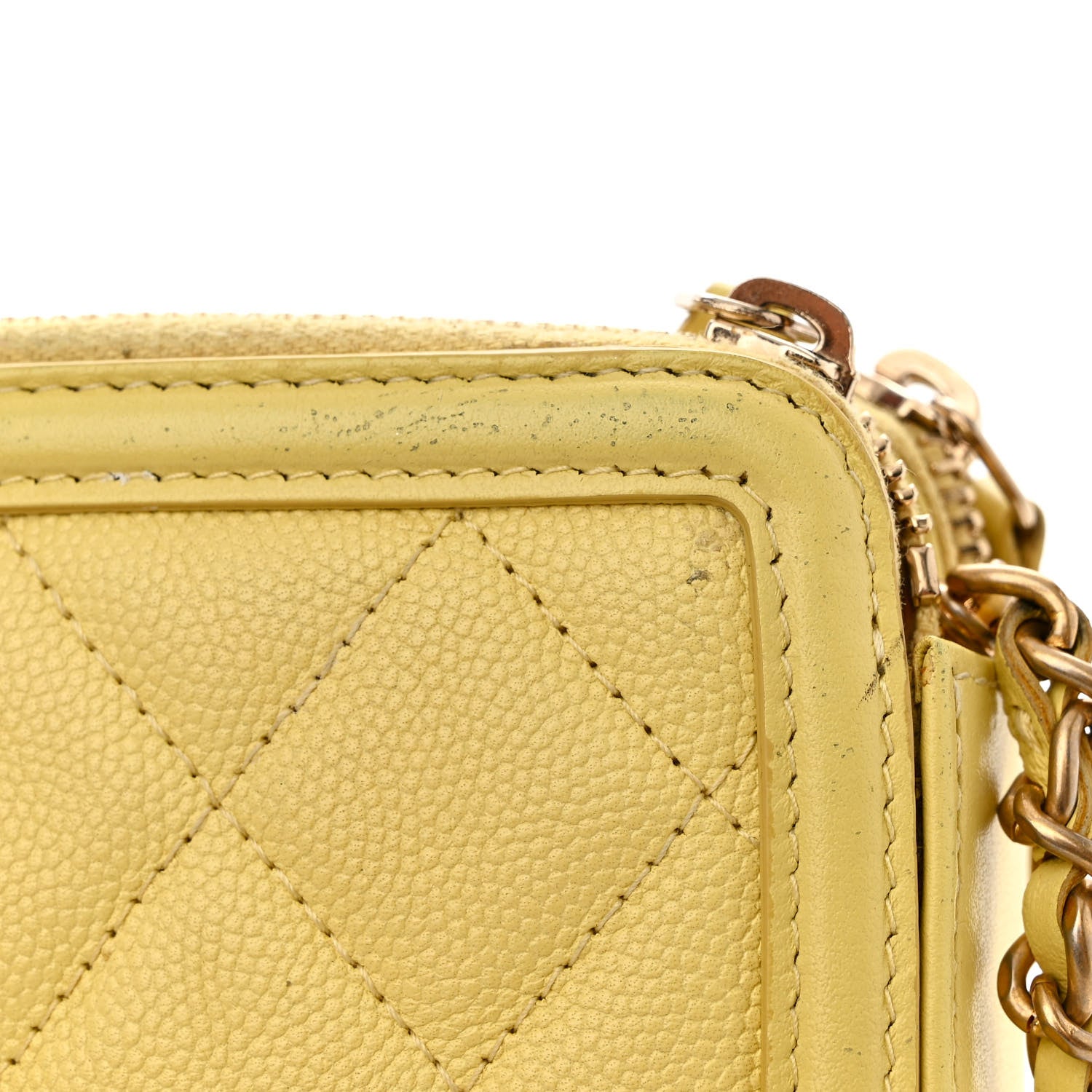 Chanel Caviar Quilted CC Filigree Clutch With Chain Yellow 15 of 16