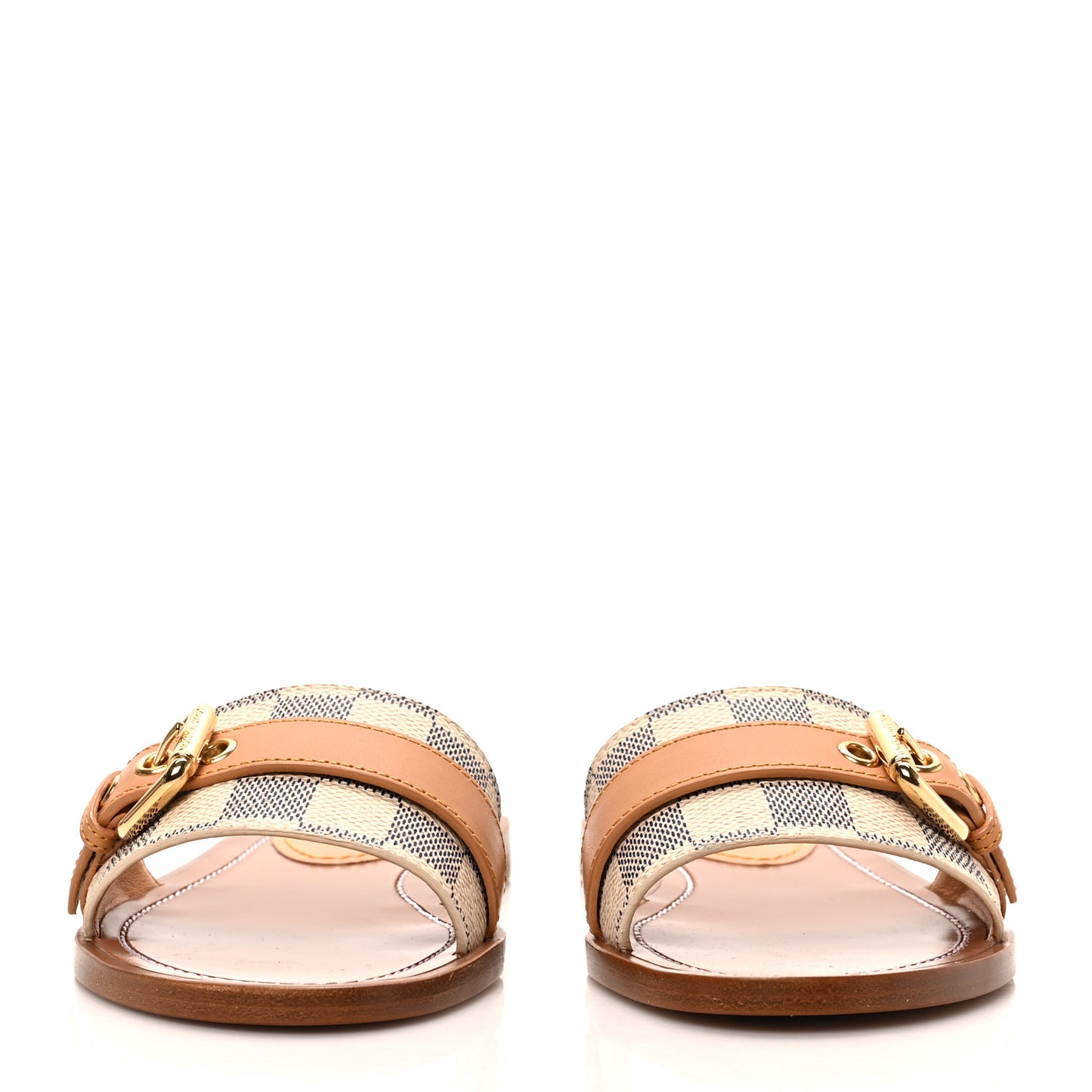 Damier Azur Vachetta Lock Flat Mule 36