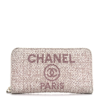 Chanel Lurex Canvas Deauville Medium Zip Around Wallet Pink 1 of 11
