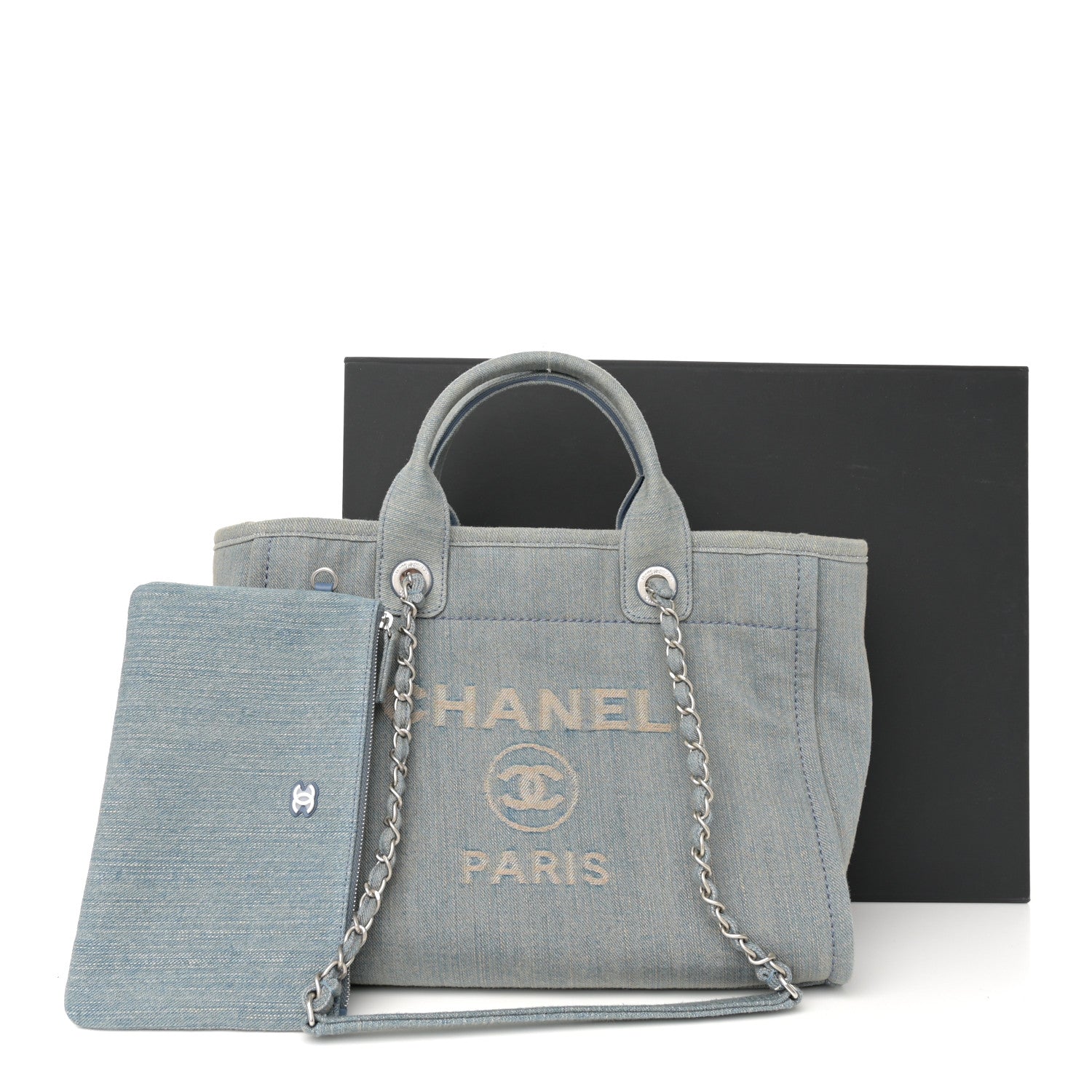 Chanel Denim Small Deauville Tote Light Blue 13 of 13