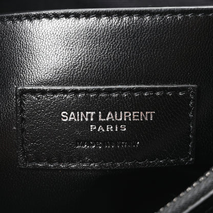 Saint Laurent Calfskin Crocodile Embossed Medium West Hollywood Monogram Fold-Over Black 6 of 10