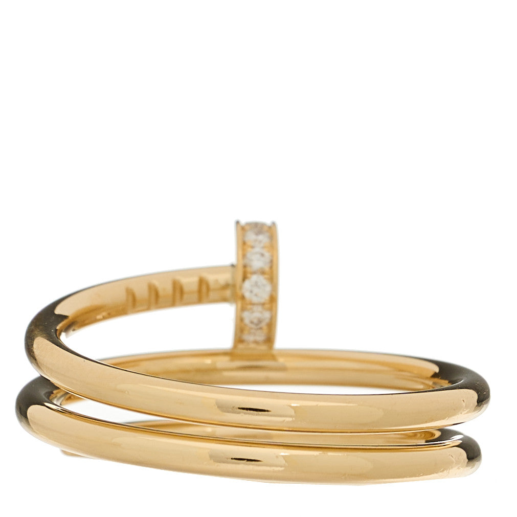 Cartier 18K Yellow Gold Diamond Double Juste Un Clou Ring 53 6.5 2 of 5