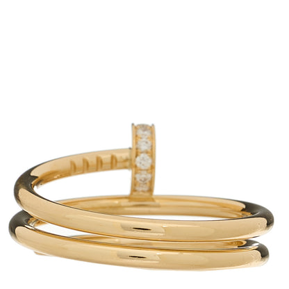 Cartier 18K Yellow Gold Diamond Double Juste Un Clou Ring 53 6.5 2 of 5