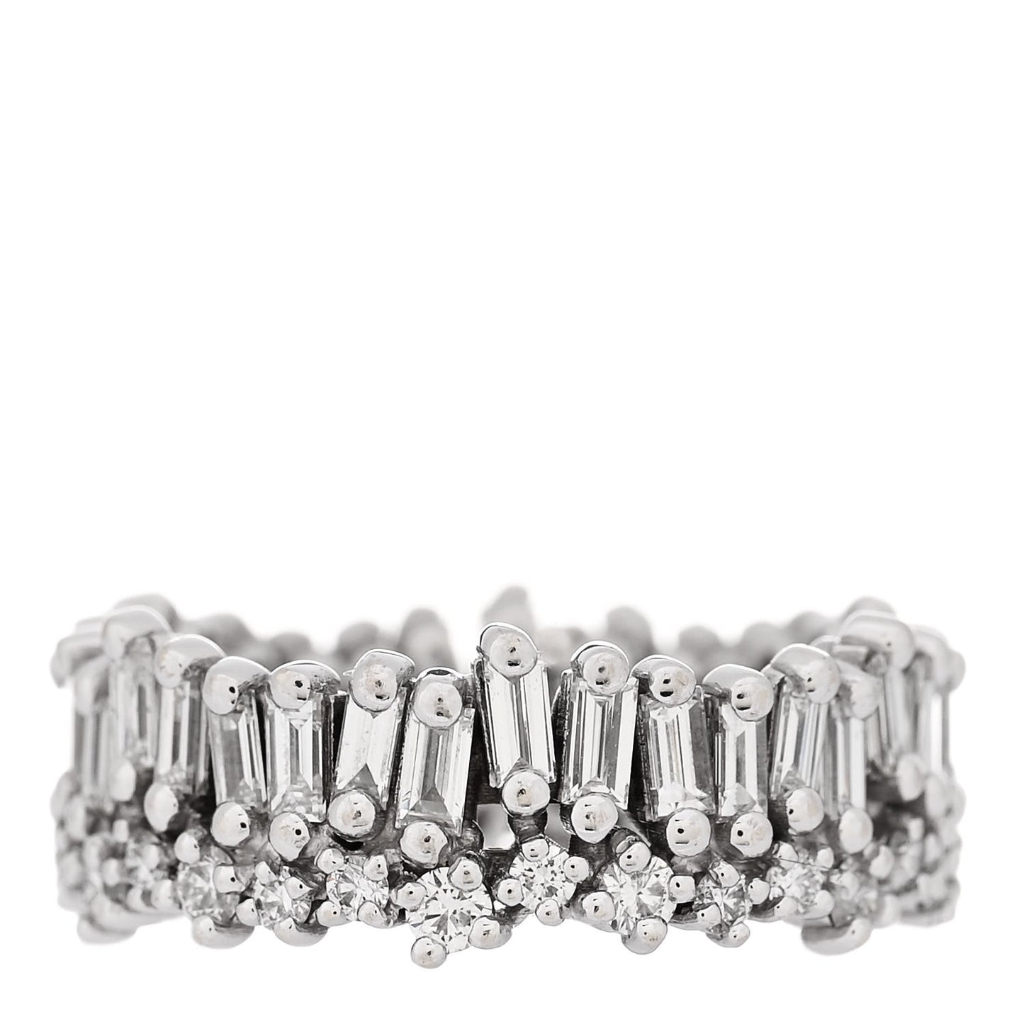 18K White Gold Diamond Classic Short Stack Eternity Band Ring 53 6.5