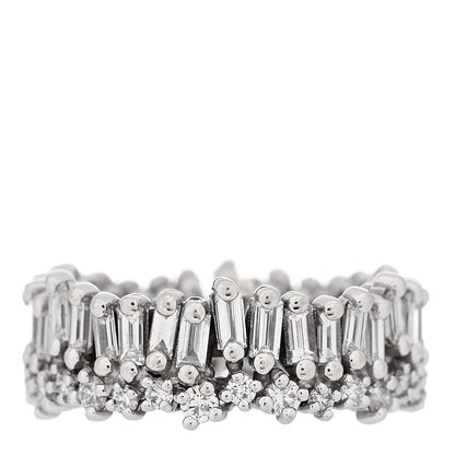 Suzanne Kalan 18K White Gold Diamond Classic Short Stack Eternity Band Ring 53 6.5 3 of 5