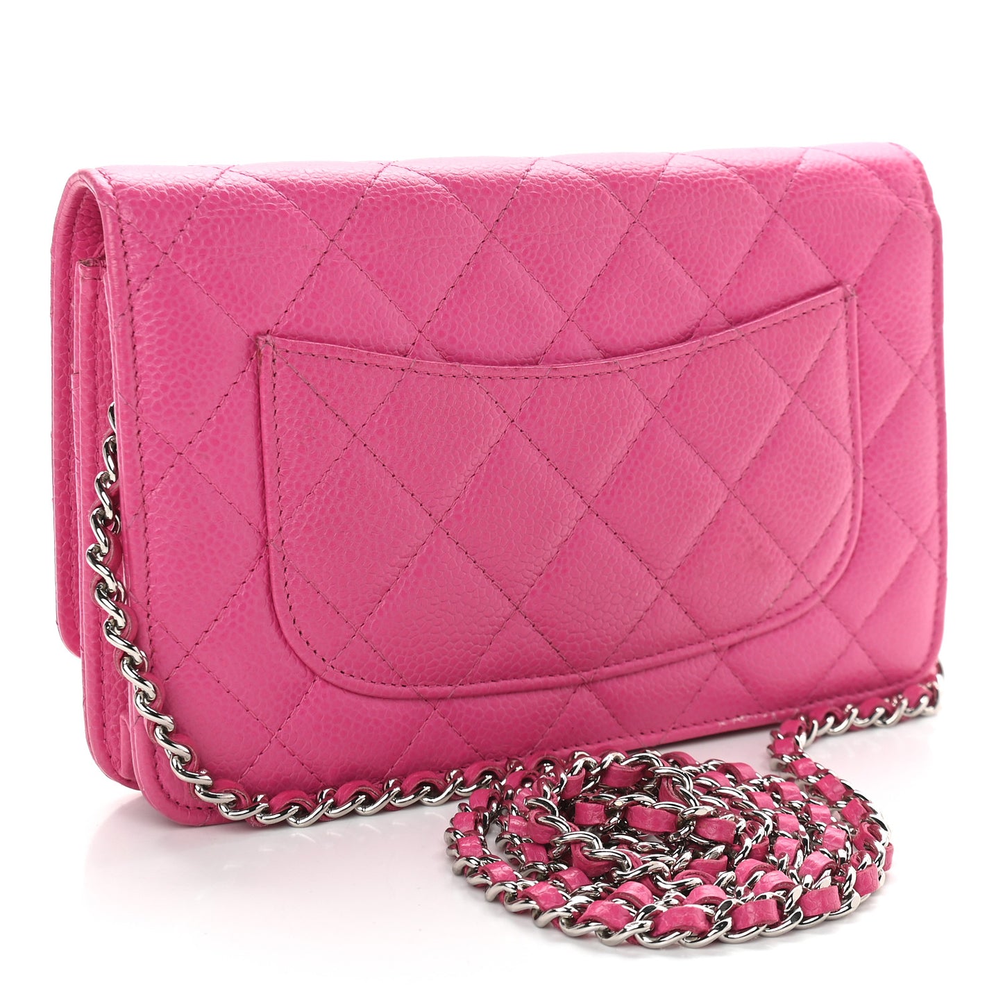 Caviar Quilted Wallet on Chain WOC Pink