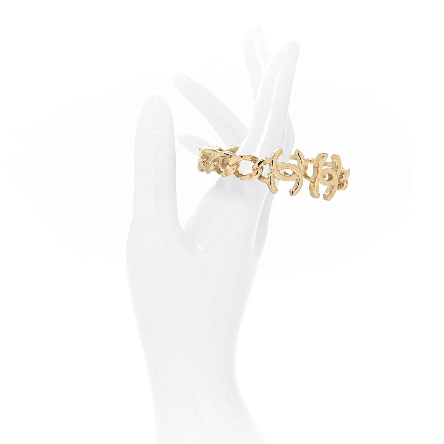 Chanel Metal CC Chain Link Cuff Bracelet Gold 2 of 4