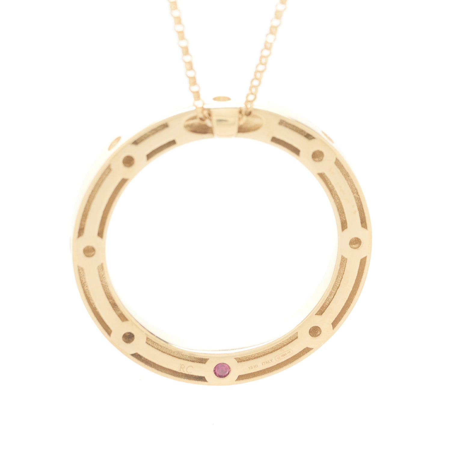 Roberto Coin 18K Yellow Gold Pois Mois Small Circle Pendant Necklace 6 of 6