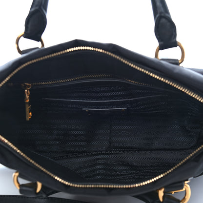 Prada Tessuto Nylon Soft Calfskin Shopping Satchel Black 5 of 9
