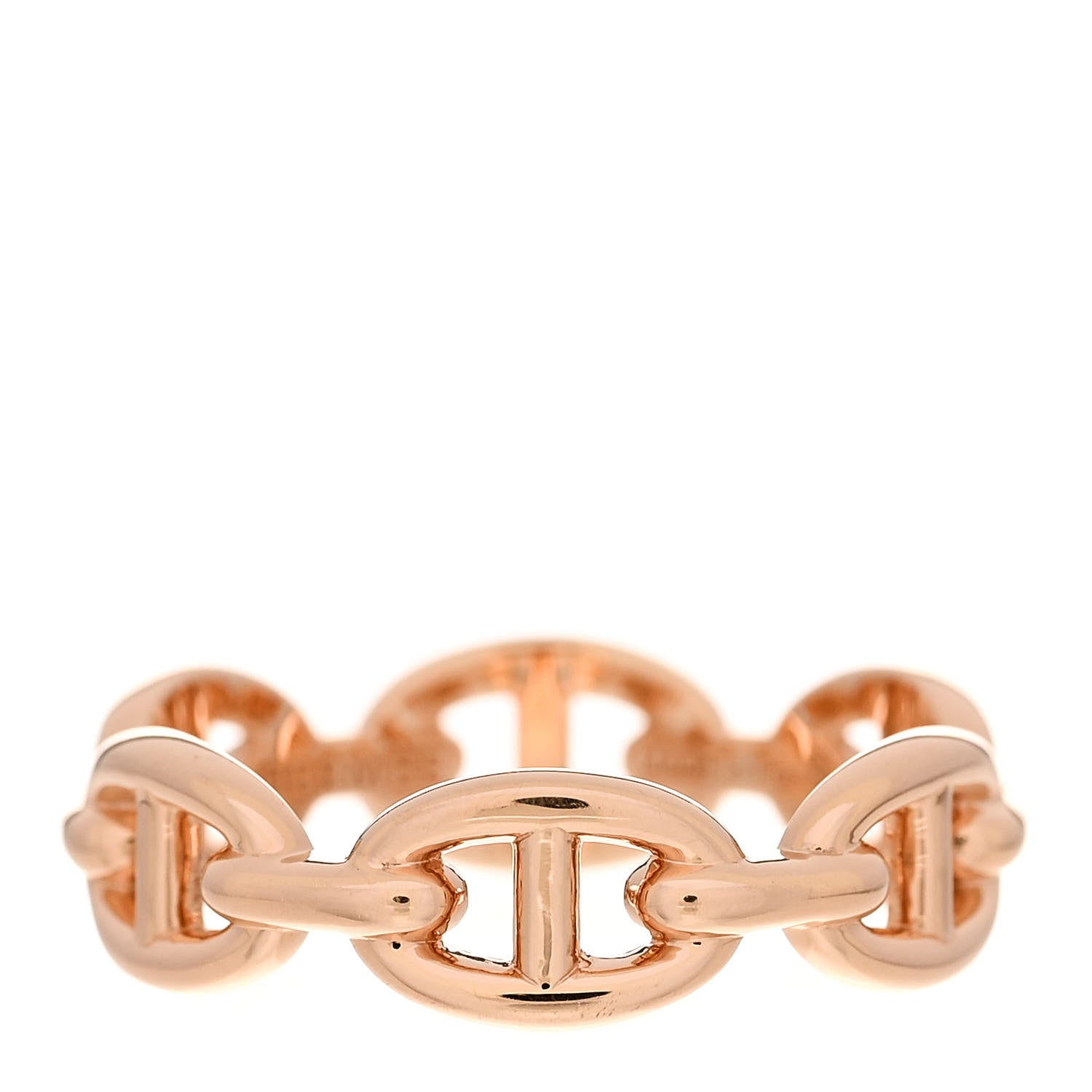 Hermes 18K Rose Gold PM Chaine d'Ancre Enchainee Ring 55 7.25 1 of 7