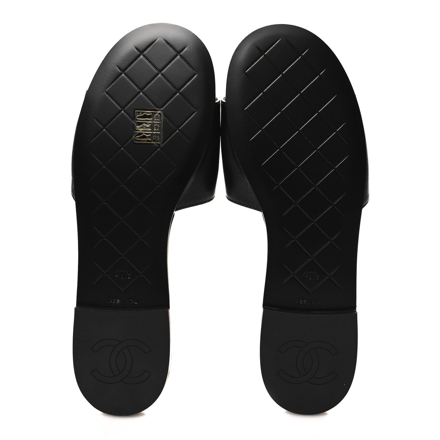 Lambskin Quilted Turnlock Flat Mules 40.5 Black